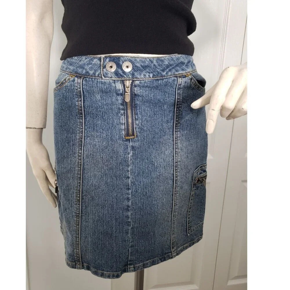Stretch Jean skirt by BONGO Authentic denim skirt SIZE 3 military  style